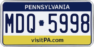 PA license plate MDQ5998