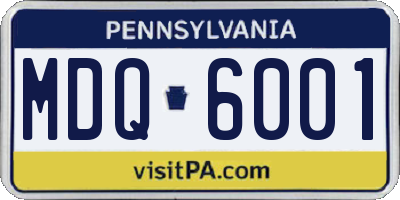 PA license plate MDQ6001