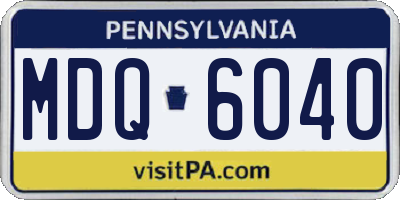 PA license plate MDQ6040