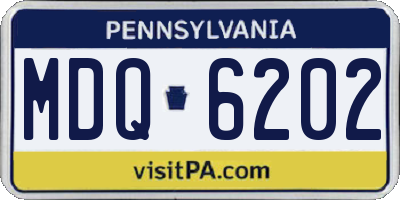 PA license plate MDQ6202