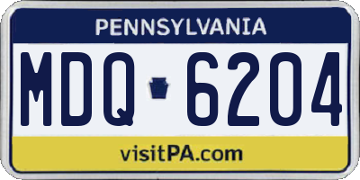 PA license plate MDQ6204