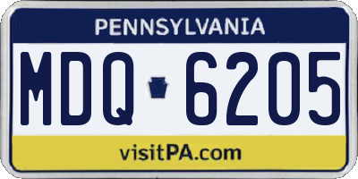 PA license plate MDQ6205