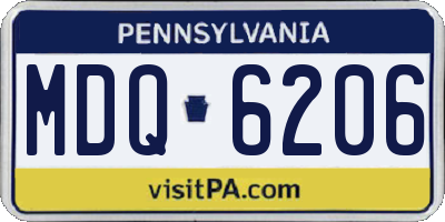 PA license plate MDQ6206