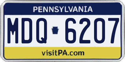 PA license plate MDQ6207