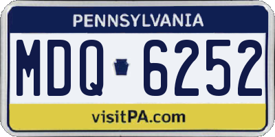 PA license plate MDQ6252