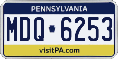 PA license plate MDQ6253