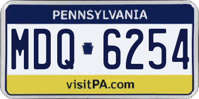 PA license plate MDQ6254