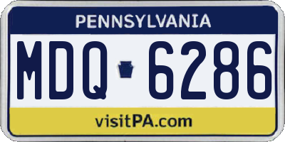 PA license plate MDQ6286