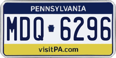 PA license plate MDQ6296