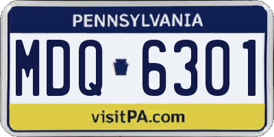 PA license plate MDQ6301