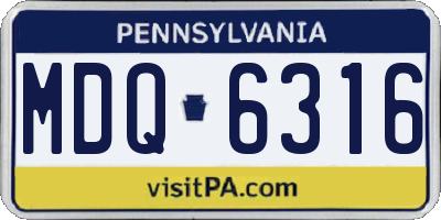 PA license plate MDQ6316