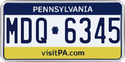 PA license plate MDQ6345