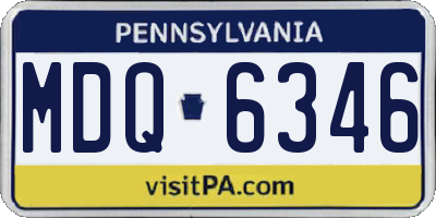 PA license plate MDQ6346