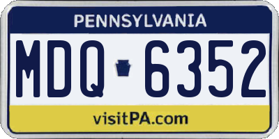 PA license plate MDQ6352