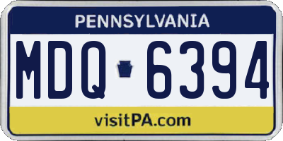 PA license plate MDQ6394