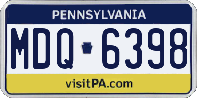 PA license plate MDQ6398
