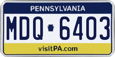 PA license plate MDQ6403