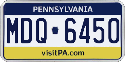 PA license plate MDQ6450