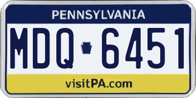 PA license plate MDQ6451