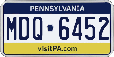 PA license plate MDQ6452