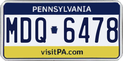 PA license plate MDQ6478