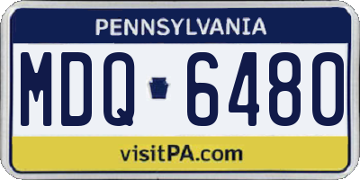 PA license plate MDQ6480