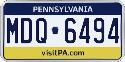 PA license plate MDQ6494