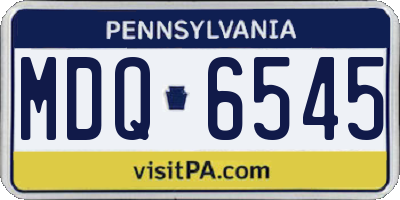 PA license plate MDQ6545