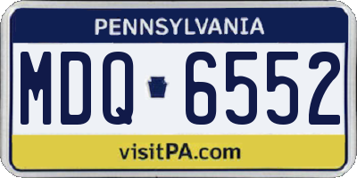 PA license plate MDQ6552