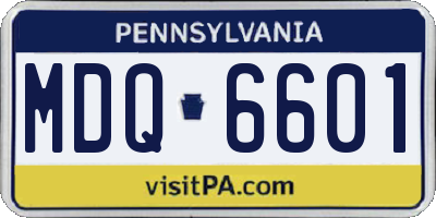 PA license plate MDQ6601
