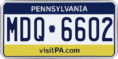 PA license plate MDQ6602