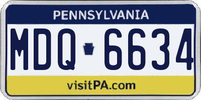 PA license plate MDQ6634