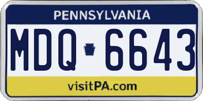 PA license plate MDQ6643