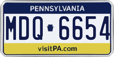 PA license plate MDQ6654