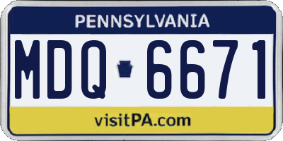 PA license plate MDQ6671