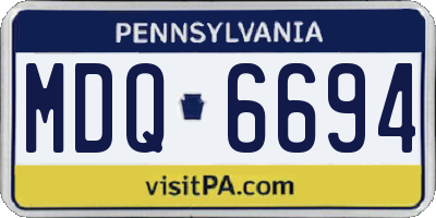 PA license plate MDQ6694
