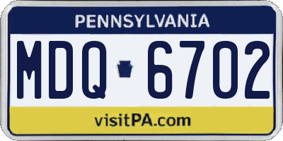 PA license plate MDQ6702