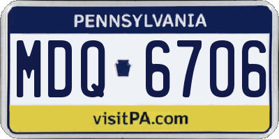 PA license plate MDQ6706