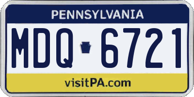 PA license plate MDQ6721