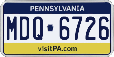 PA license plate MDQ6726