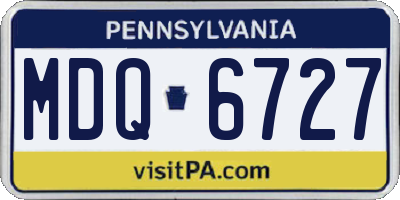 PA license plate MDQ6727