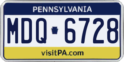 PA license plate MDQ6728