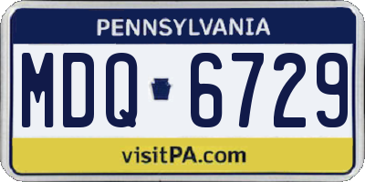 PA license plate MDQ6729
