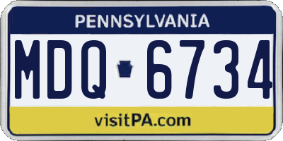 PA license plate MDQ6734