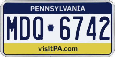 PA license plate MDQ6742