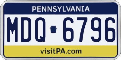PA license plate MDQ6796