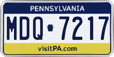PA license plate MDQ7217