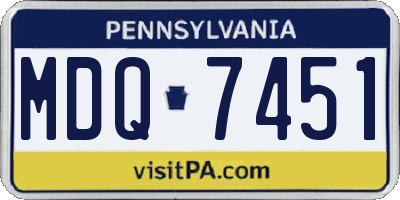 PA license plate MDQ7451