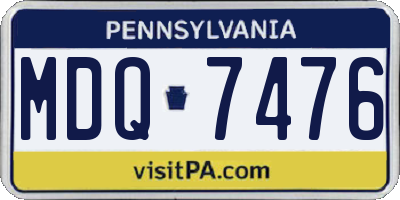 PA license plate MDQ7476
