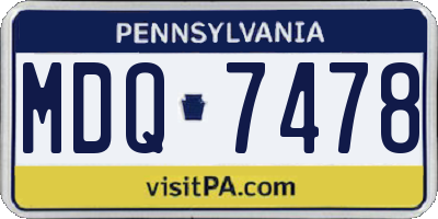 PA license plate MDQ7478